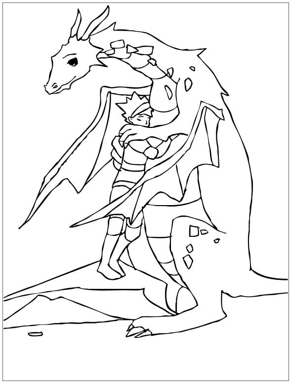 Dibujo de Caballero con Dragn para Colorear