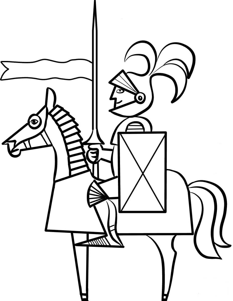 Dibujo de Caballo y Caballero para Colorear