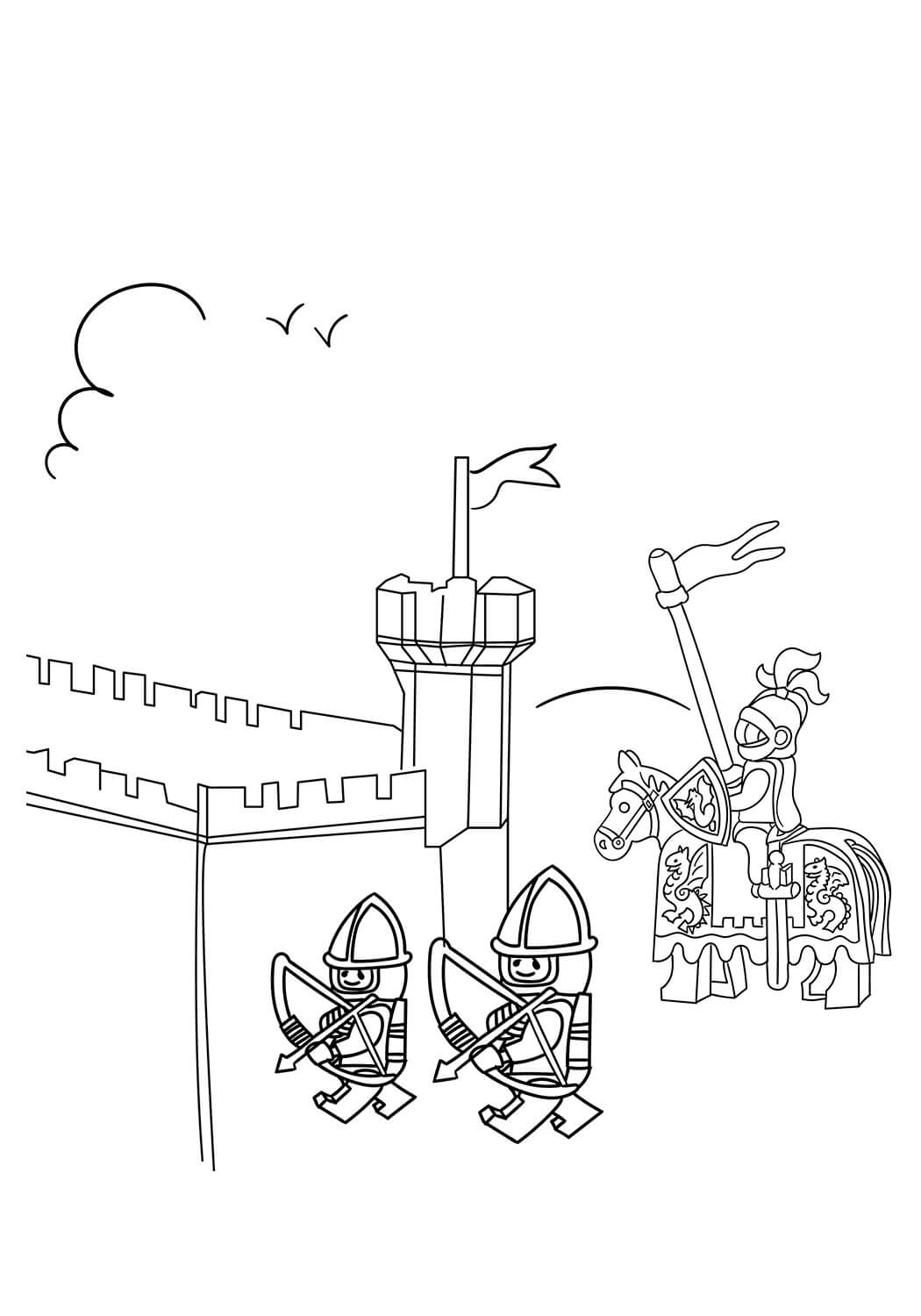 Dibujo de Lego Caballero para Colorear