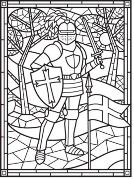 Dibujo de Vidriera de Caballero para Colorear