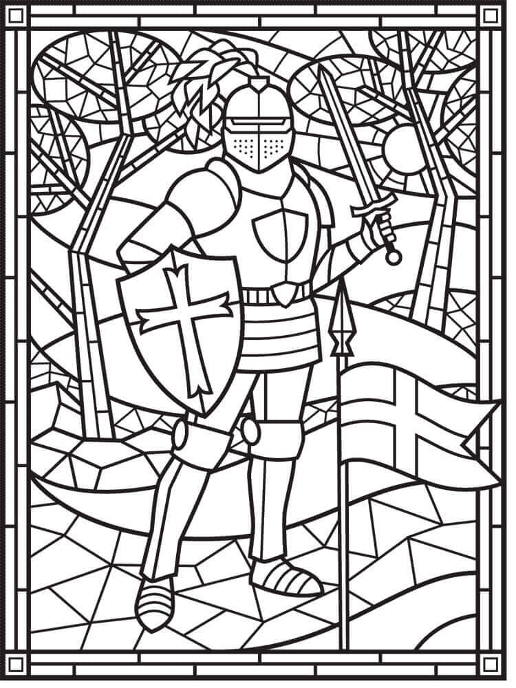 Dibujo de Vidriera de Caballero para Colorear