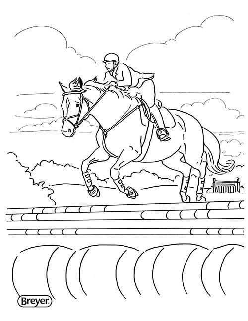 Dibujo de Atleta Ecuestre Sentado a Caballo para Colorear