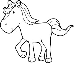 Dibujo de Caballo de Dibujos Animados Lindo Sonriendo para Colorear