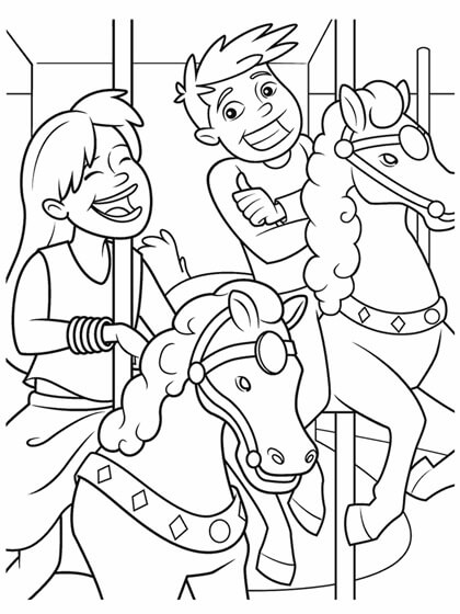 Dibujo de Caballos de Carrusel para Colorear