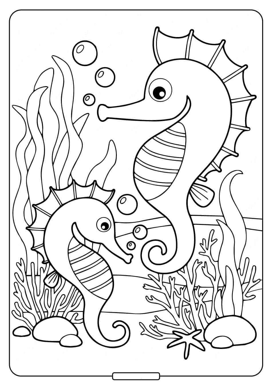 Dibujo de Dos Caballitos de Mar para Colorear