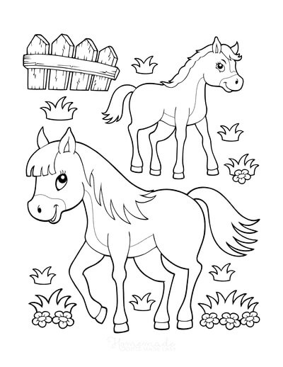 Dibujo de Dos Caballos para Colorear