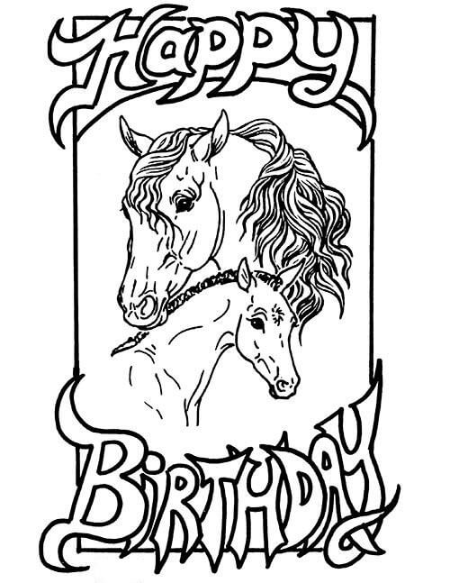 Dibujo de Feliz cumpleaños Caballo para Colorear