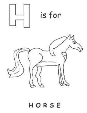 Dibujo de H Es para Caballo para Colorear