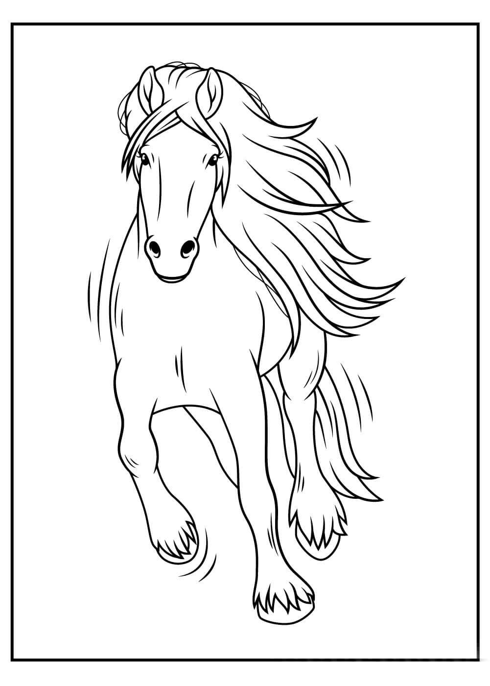 Dibujo de Hermoso Caballo Corriendo para Colorear