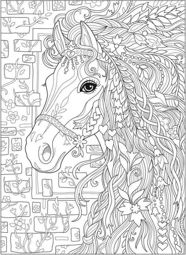 Dibujo de Mandala Cara del Caballo para Colorear