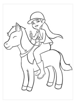 Dibujo de Mujer Sentada a Caballo para Colorear