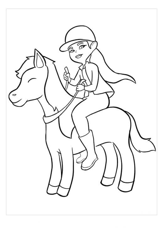 Dibujo de Mujer Sentada a Caballo para Colorear