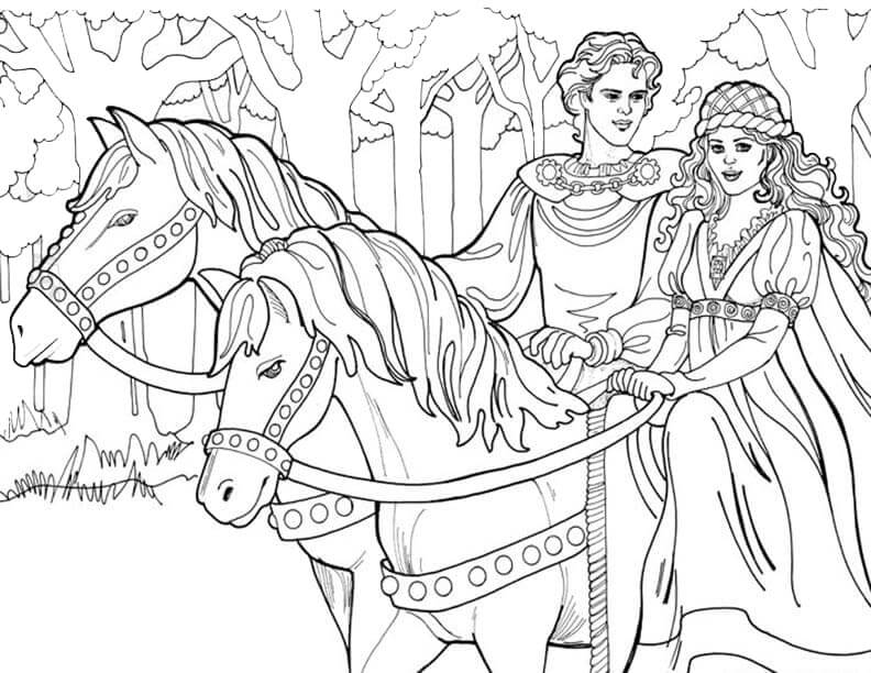 Dibujo de Princesa Leonora a Caballo para Colorear
