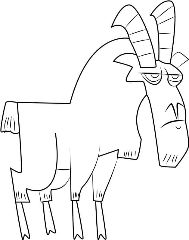 Dibujo de Cabra de Dibujos Animados para Colorear