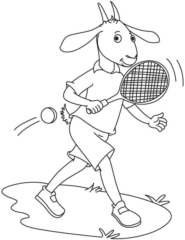 Dibujo de Cabra Jugando al Tenis para Colorear
