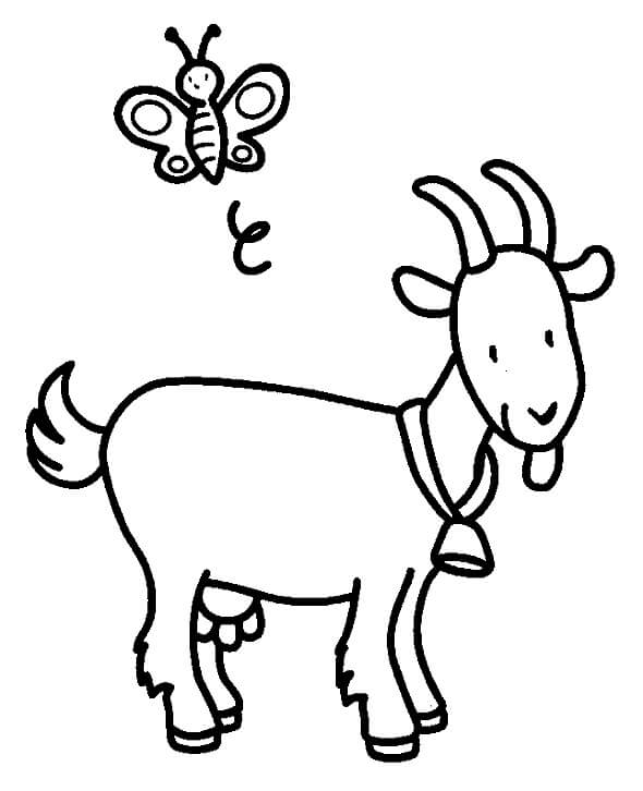Dibujo de Cabra y Mariposa para Colorear