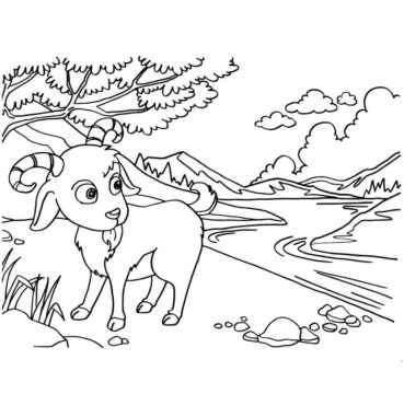 Dibujo de Goat With Beautiful Scenery para Colorear