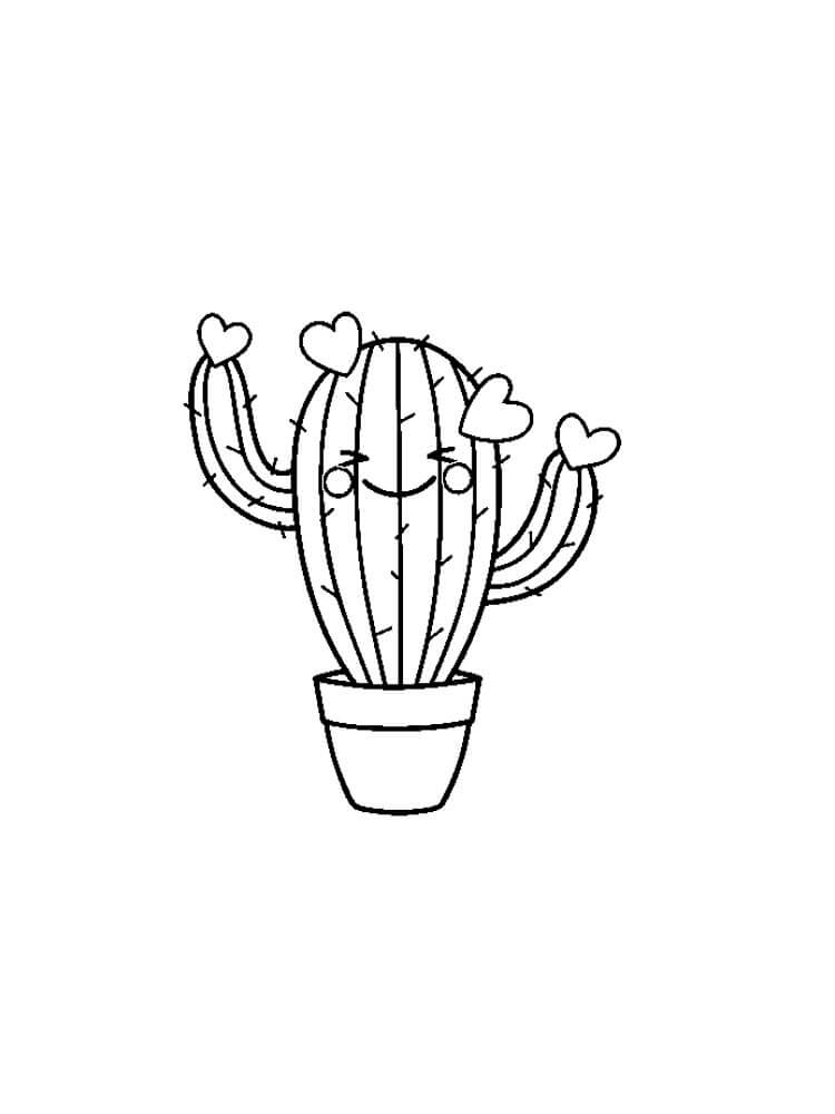 Dibujo de Cacto Adorable para Colorear