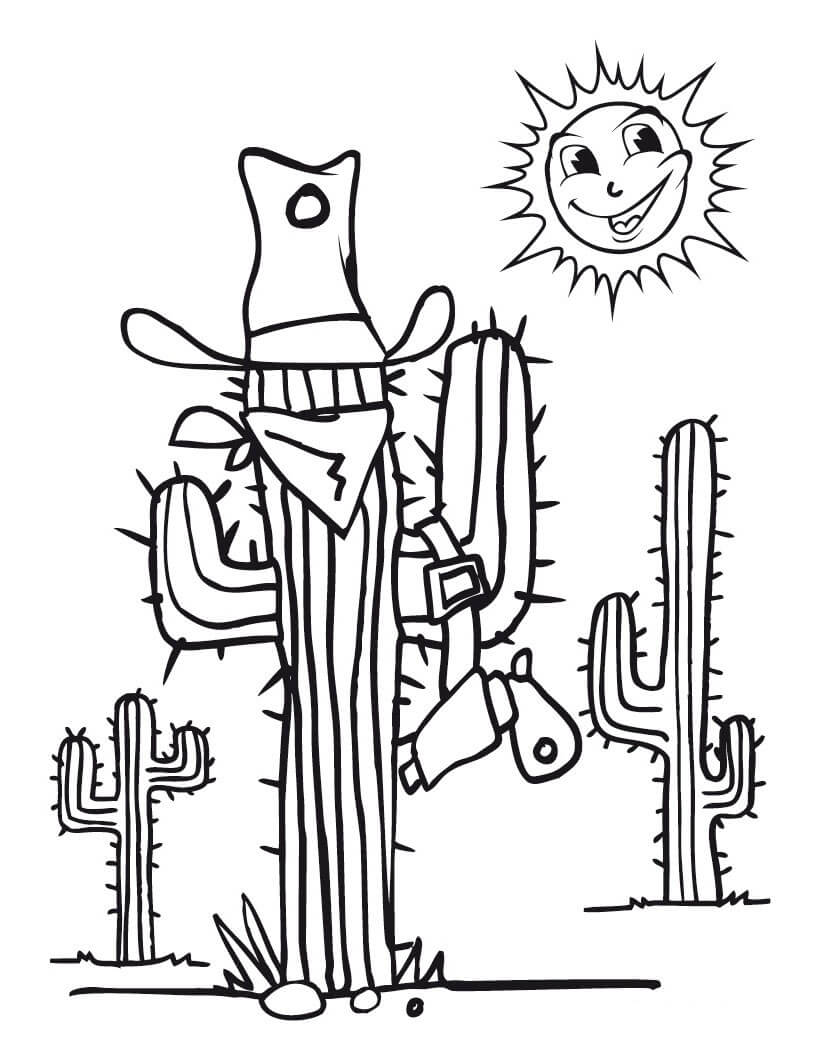 Dibujo de Cactus de Dibujos Animados para Colorear