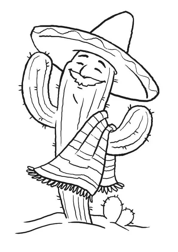 Dibujo de Divertido Cactus para Colorear