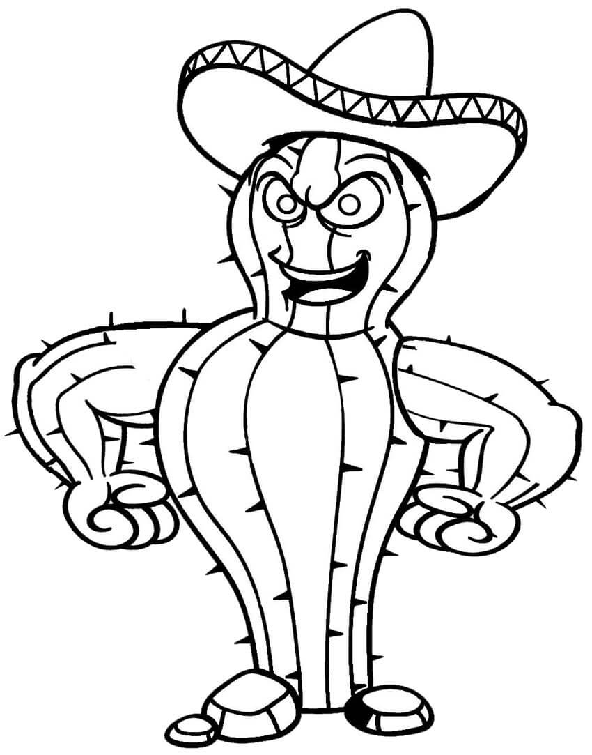 Dibujo de Gracioso Cactus para Colorear