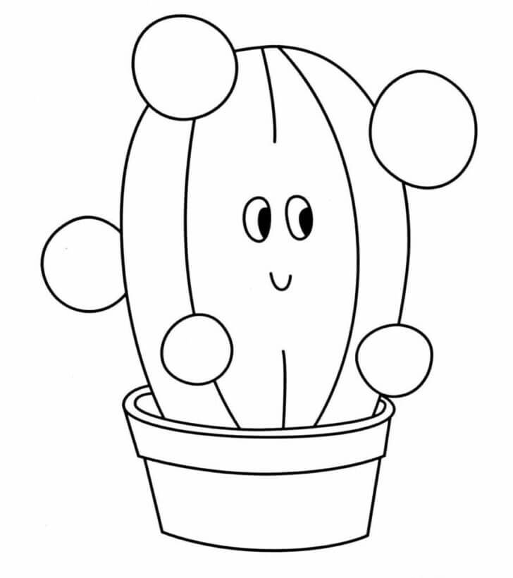 Dibujo de Gran Cactus en Maceta para Colorear
