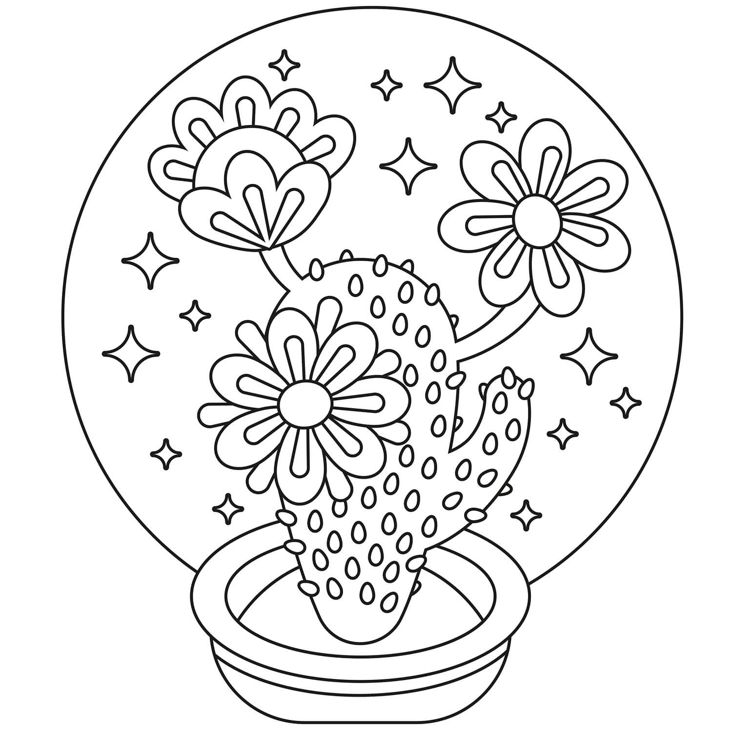 Dibujo de Hermoso Cactus para Colorear
