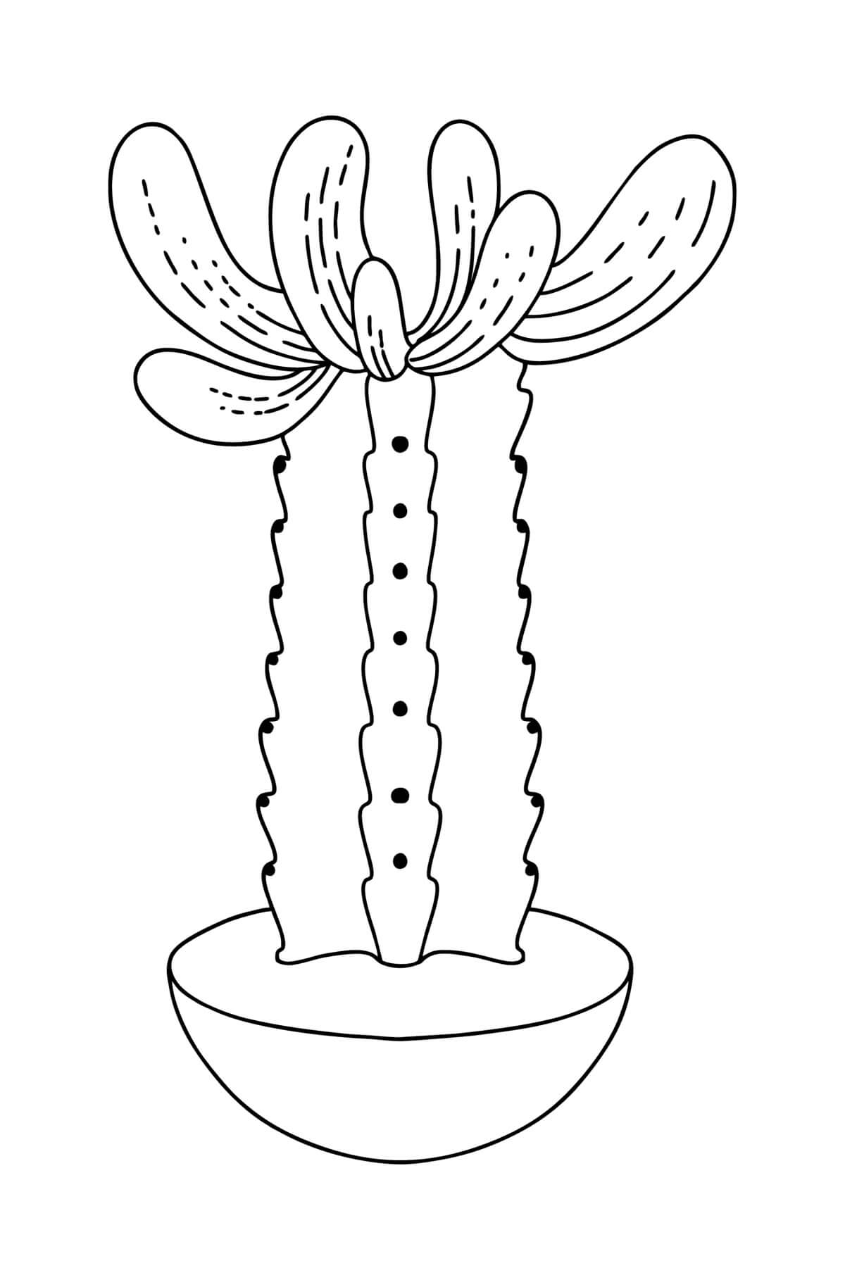 Dibujo de Impresionante Cactus en Maceta para Colorear