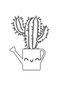 Dibujo de Lindo Cactus en Maceta para Colorear