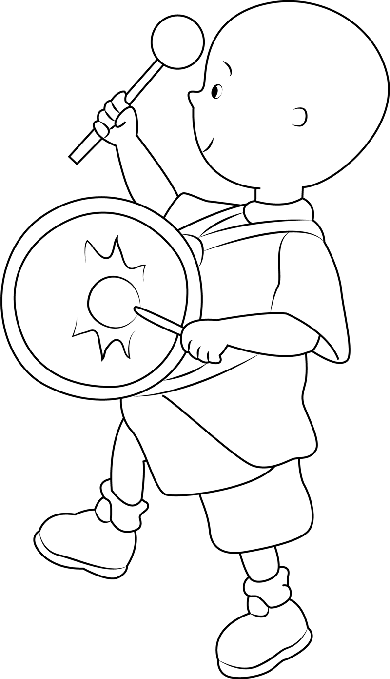 Dibujo de Caillou Golpeando el Tambor para Colorear
