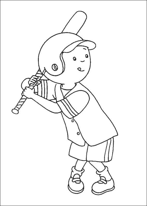 Dibujo de Caillou Jugando béisbol para Colorear