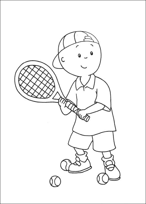 Dibujo de Caillou Jugando Tenis para Colorear