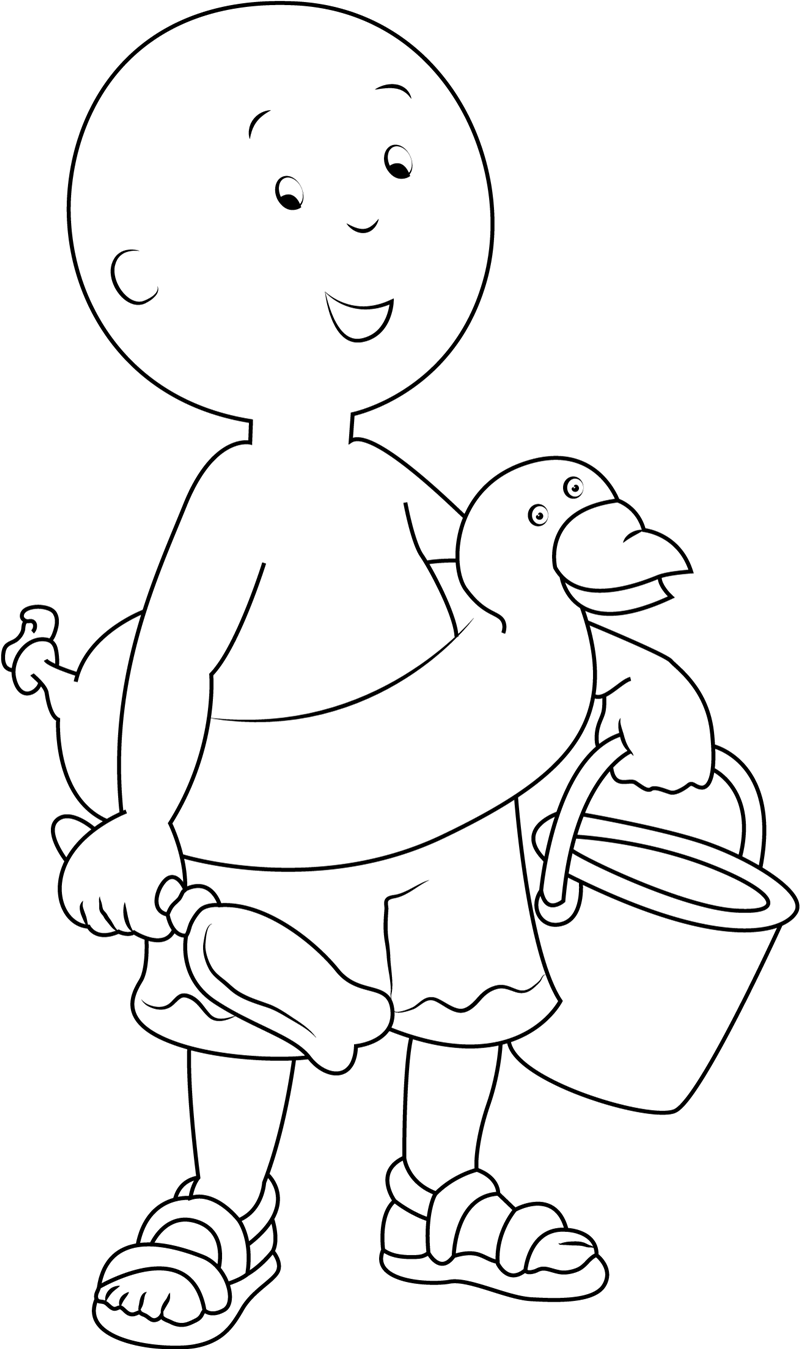 Dibujo de Caillou Ve a Nadar para Colorear