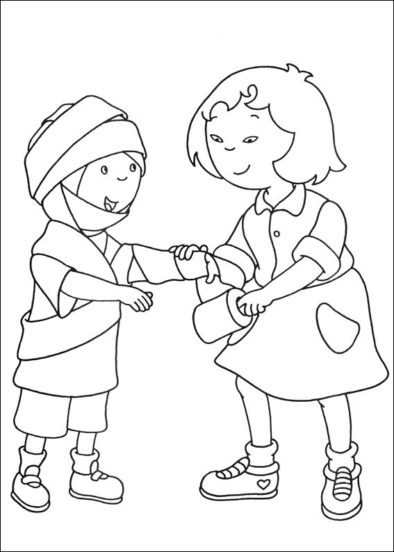 Dibujo de Caillou y Sarah para Colorear