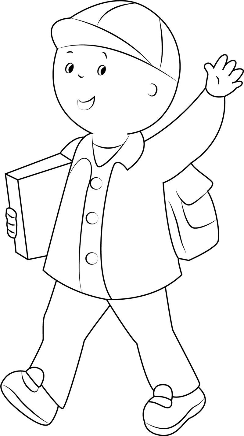 Dibujo de Caillou Yendo a la Escuela para Colorear