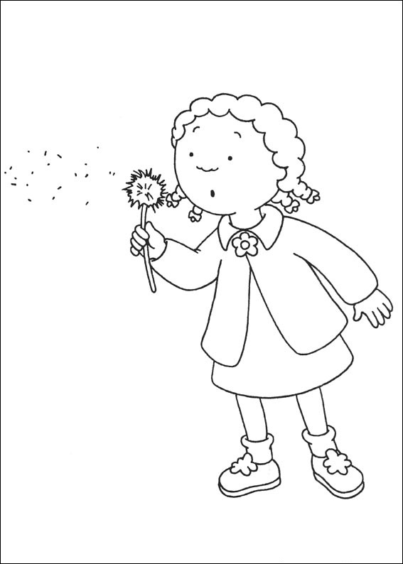 Dibujo de Clementine Soplando Diente de león para Colorear