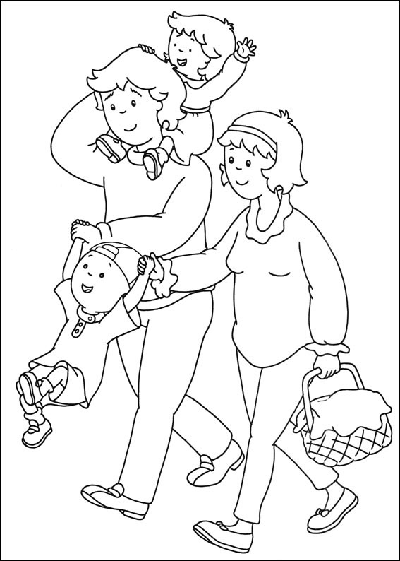 Dibujo de Familia Caillou Pasando el Rato para Colorear