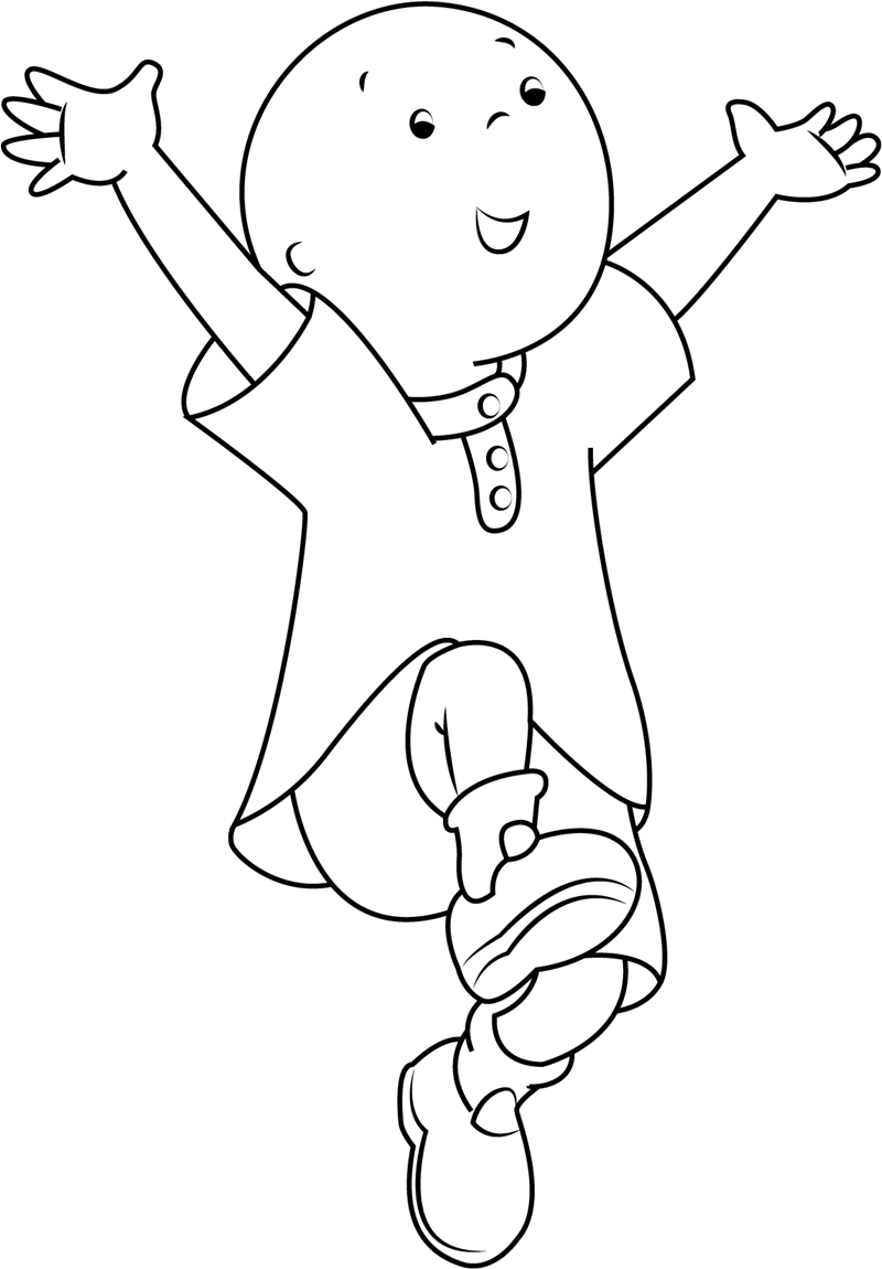 Dibujo de Feliz Caillou Saltar para Colorear