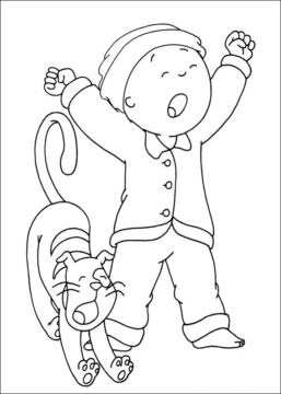Dibujo de Gilbert y Caillou Bostezando para Colorear