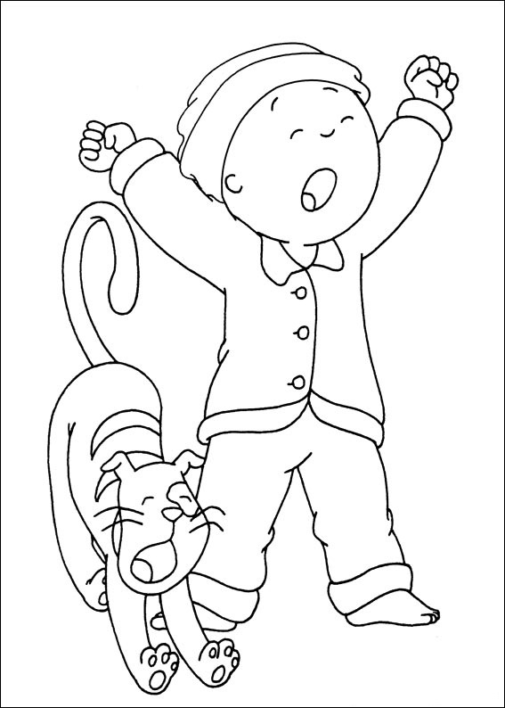 Dibujo de Gilbert y Caillou Bostezando para Colorear