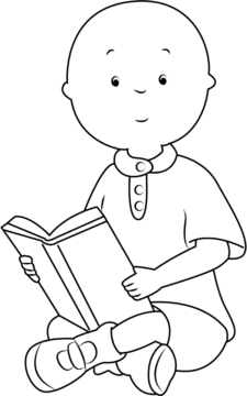 Dibujo de Libro de Lectura de Caillou para Colorear
