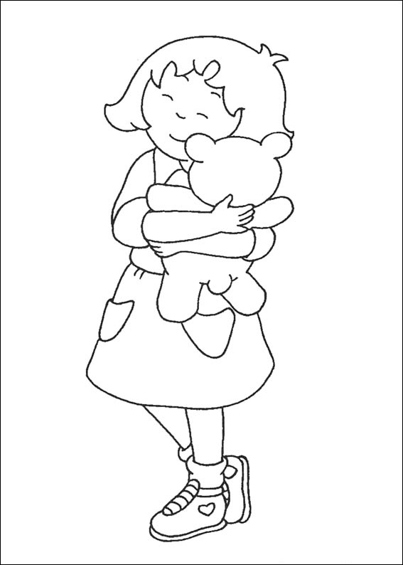 Dibujo de Sarah Abrazando a Teddy para Colorear