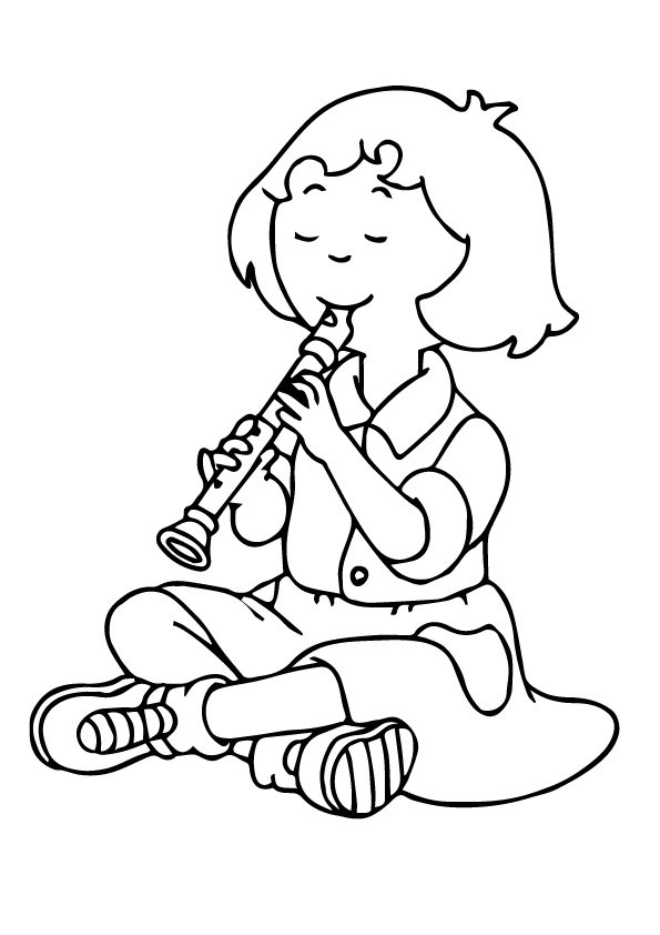 Dibujo de Sarah Tocando la Flauta para Colorear