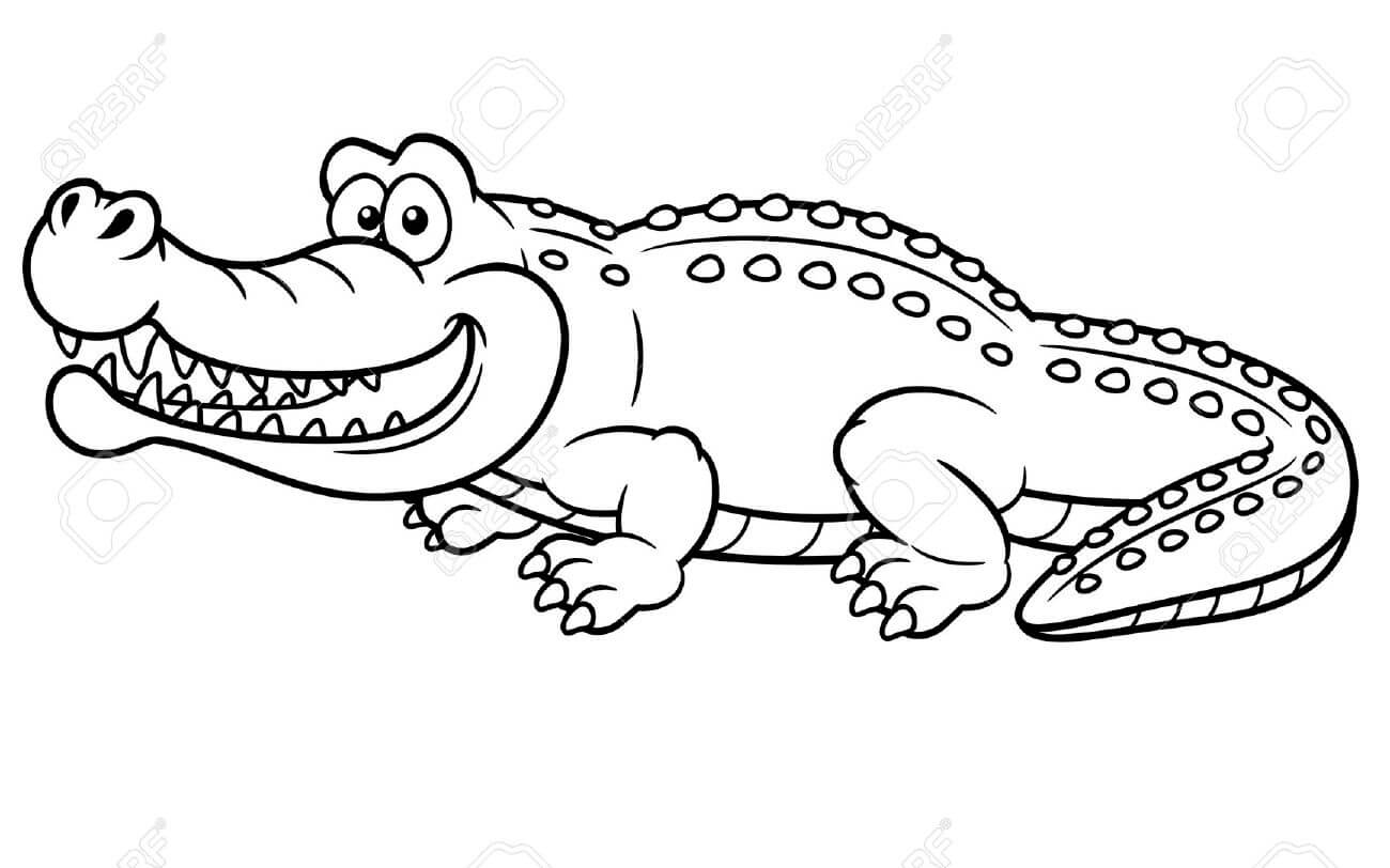 Dibujo de Cocodrilo Feliz para Colorear