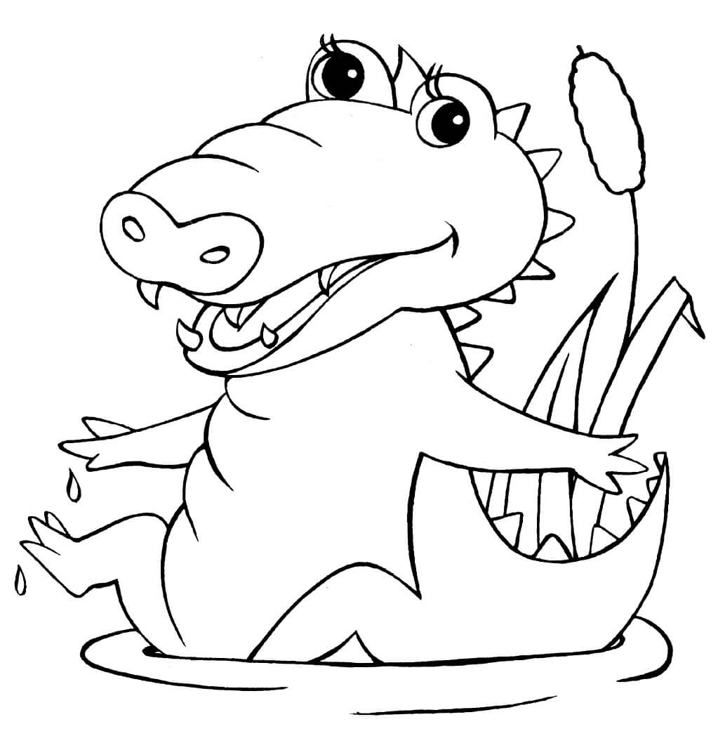 Dibujo de Cocodrilo Jugando Bajo el Agua para Colorear
