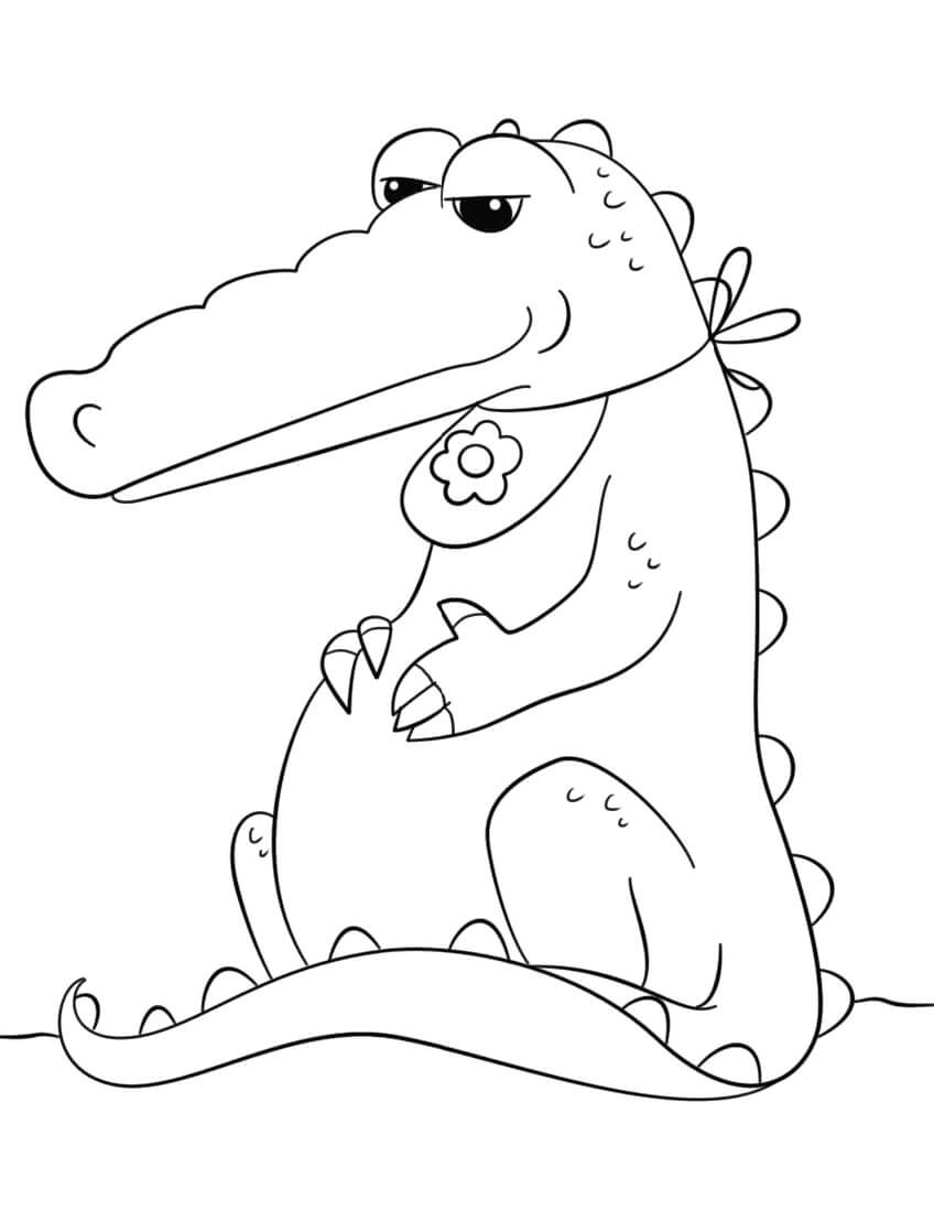 Dibujo de Cocodrilo Sentado para Colorear