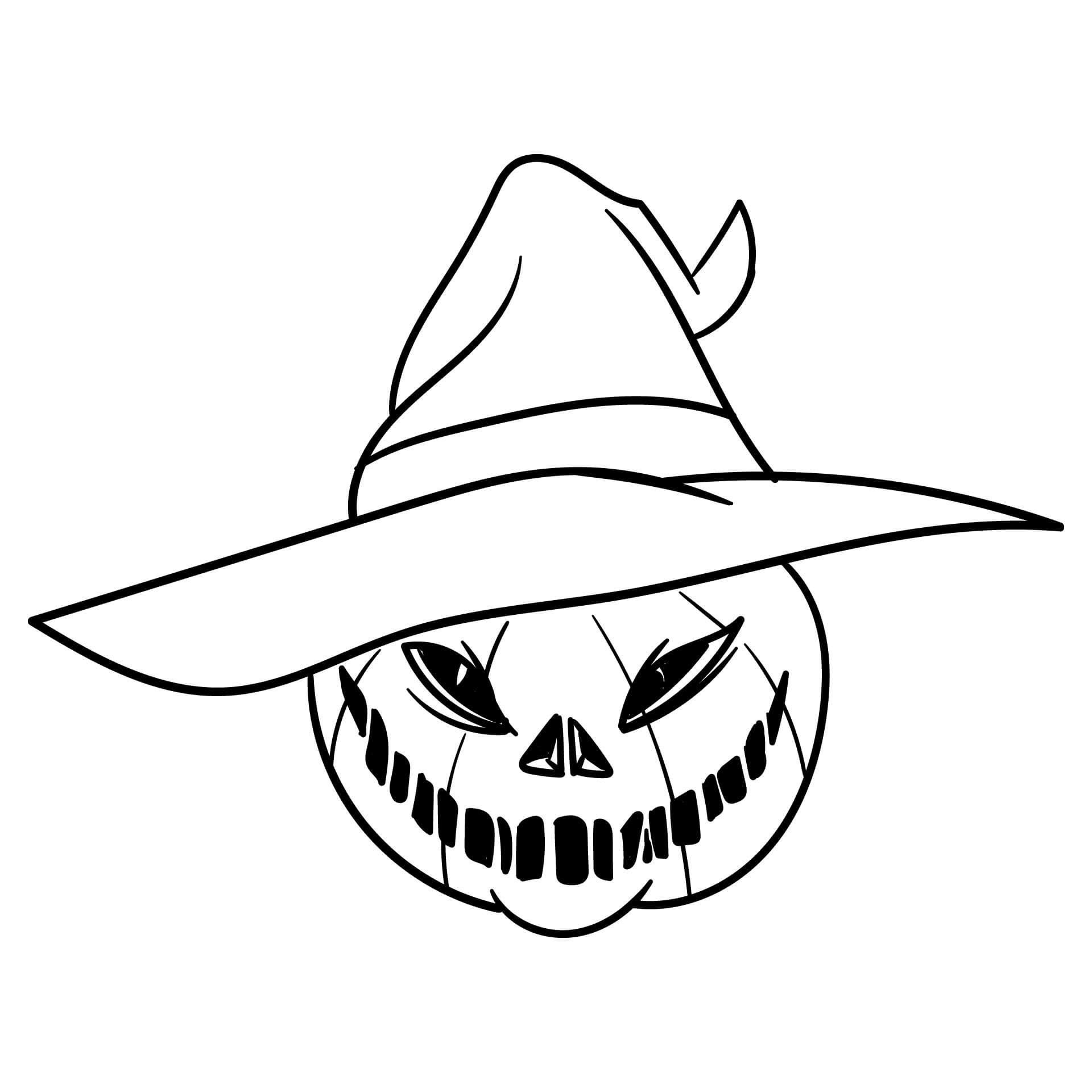 Dibujo de Calabaza Bruja básica para Colorear