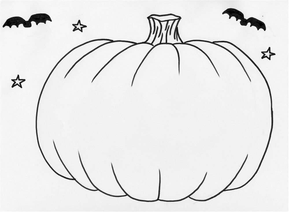 Dibujo de Calabaza y Murcielago para Colorear