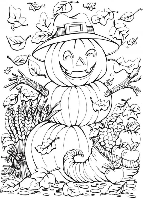 Dibujo de Hombre de Paja de Calabaza para Colorear