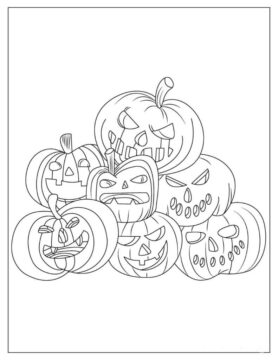 Dibujo de Siete Calabazas para Colorear